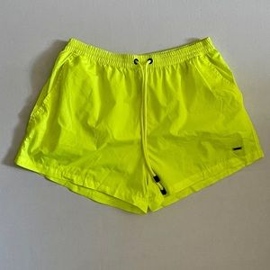 Zara Neon Highlighter Yellow Swim Trunks